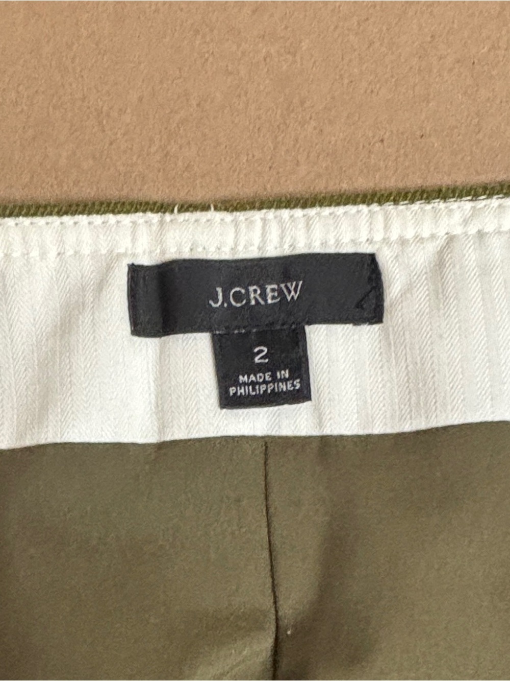 🦒 J. Crew Olive Green Button-Front A-Line Skirt with Waist Tie - Picture 3 of 9